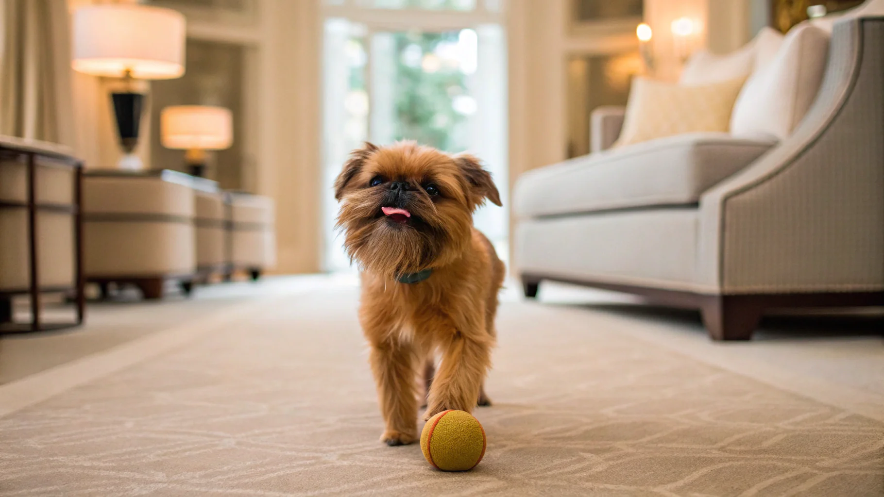 A dog relaxing indoors in a cozy home